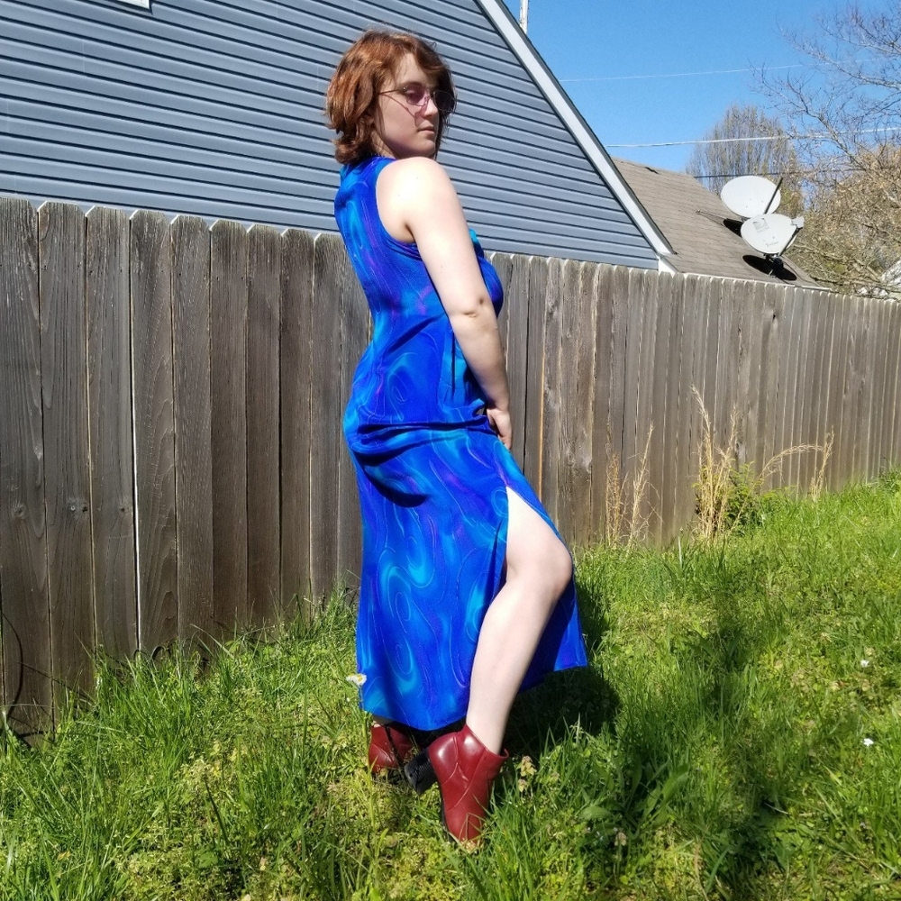 Vintage Blue Silk Maxi Dress by Simply Silk